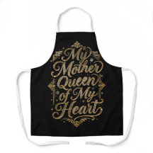 Luxury Apron – "My Mother Queen of My Heart"