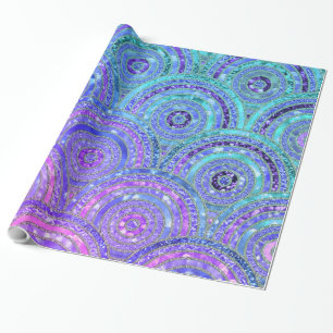 Luxury Aqua and Purple Glitter Dots and Circles Wrapping Paper