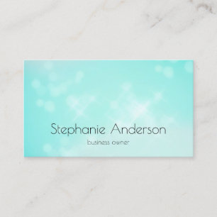 Luxury Aqua Blue Bokeh Glamourous Sparkle Business Card