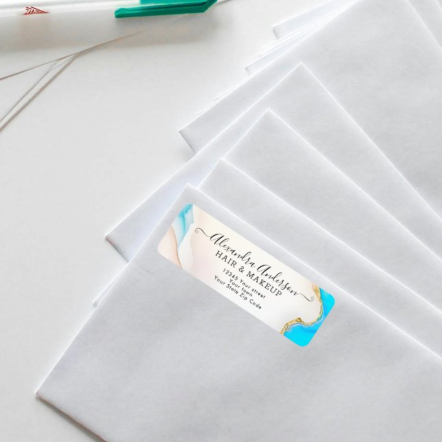 Luxury Aqua Gold Marble Holographic Return Address (Luxury Aqua Gold Marble Holographic Return Address Label)