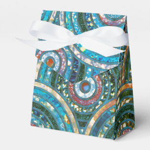 Luxury Aqua Teal Metal Foil Glitter Dots Circles Favour Box