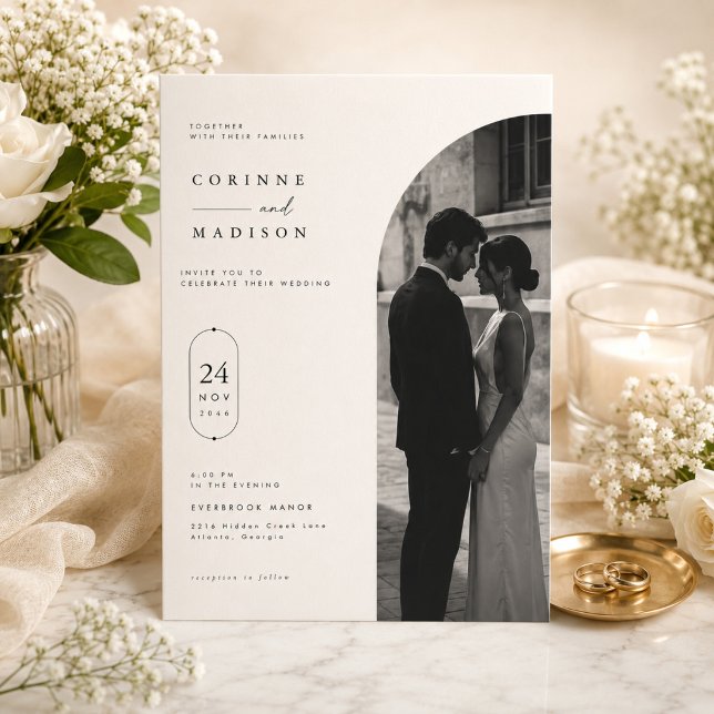 Luxury Arched Photo Wedding Invitation Template (Creator Uploaded)