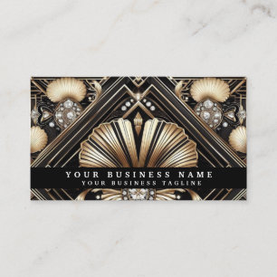 Luxury Art Deco Black Gold Diamond Business Cards