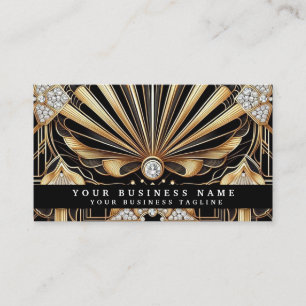 Luxury Art Deco Black Gold Diamond Business Cards