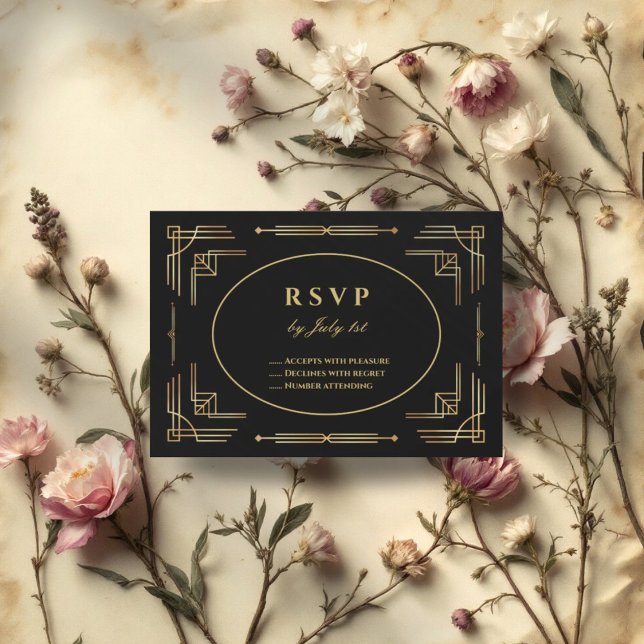 Luxury Art Deco Elegant Modern Response Card (Creator Uploaded)