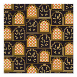 Luxury Art Deco Geometric Floral Seamless Pattern Poster