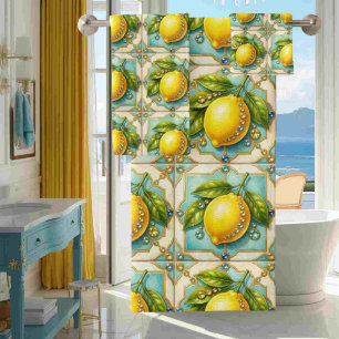 Luxury Art Deco Lemons Diamonds Bath Towel Set