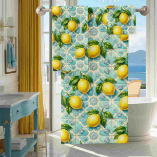 Luxury Art Deco Lemons Diamonds Bath Towel Set