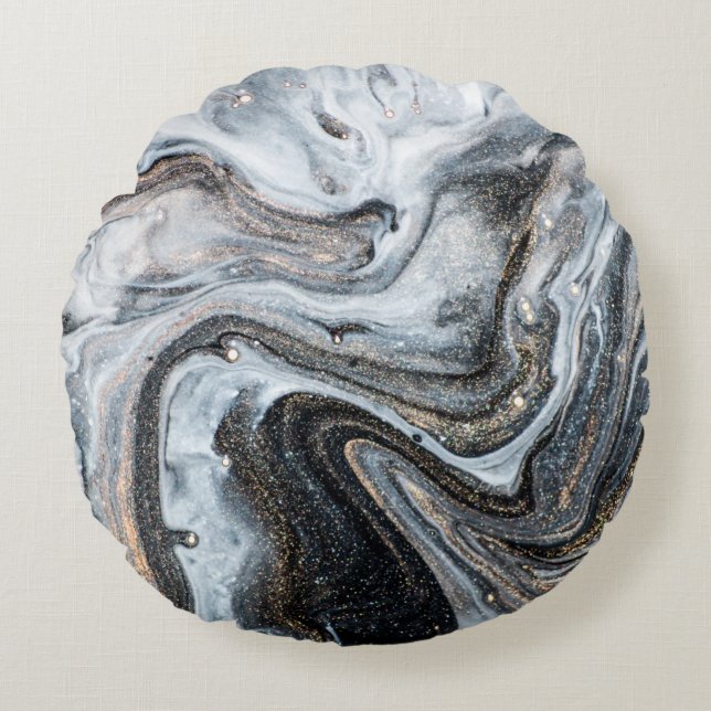 Luxury art in Eastern style. Golden swirl, artisti Round Cushion (Front)