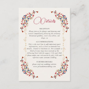 Luxury Artistic Botanical Floral Paisley Wedding Enclosure Card