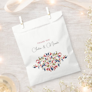 Luxury Artistic Botanical Floral Paisley Wedding Favour Bags