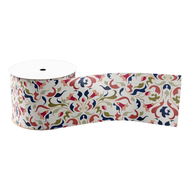 Luxury Artistic Botanical Floral Paisley Wedding Grosgrain Ribbon (Spool)