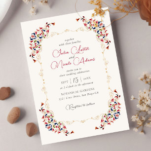 Luxury Artistic Botanical Floral Paisley Wedding Invitation