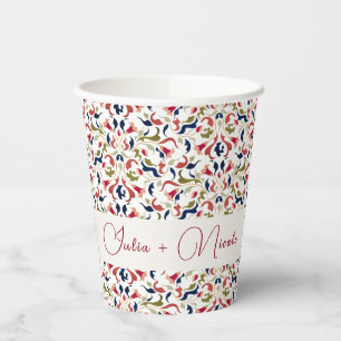 Luxury Artistic Botanical Floral Paisley Wedding Paper Cups