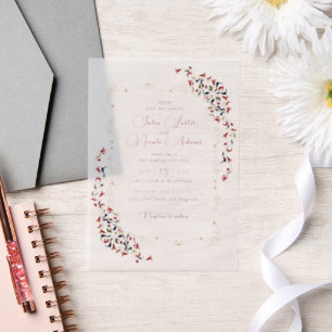 Luxury Artistic Botanical Floral Paisley Wedding Vellum Invitations