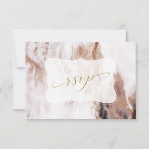 Luxury Aurum Purple Marble Wedding RSVP Card