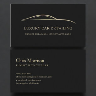 Luxury Auto Detailing Black & Gold Business Card
