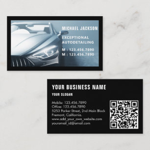 Luxury Auto Detailing Car Cleaning Repair QR Code Business Card