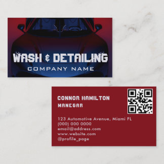 Luxury Auto Detailing Car Cleaning Repair QR Code  Business Card