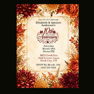 Luxury Autumn 10th Anniversary Party Invitation