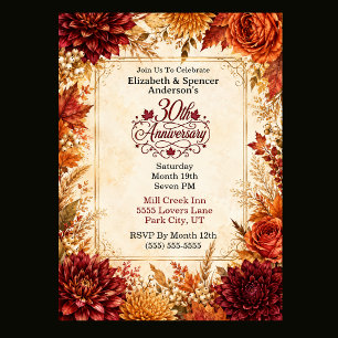 Luxury Autumn 30th Anniversary Party Invitation