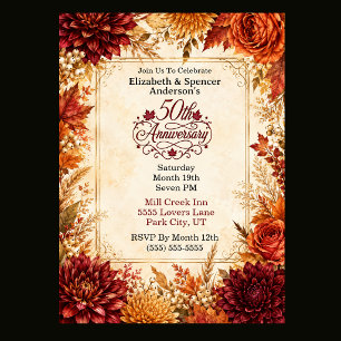 Luxury Autumn 50th Anniversary Party Invitation