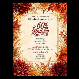 Luxury Autumn 60th Birthday Party Invitation