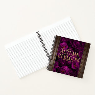 Luxury Autumn Bloom Purple Floral Gold Typography Notebook