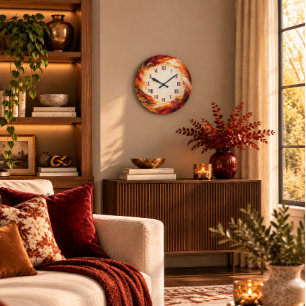Luxury Autumn Swirl Abstract Round Wall Clock