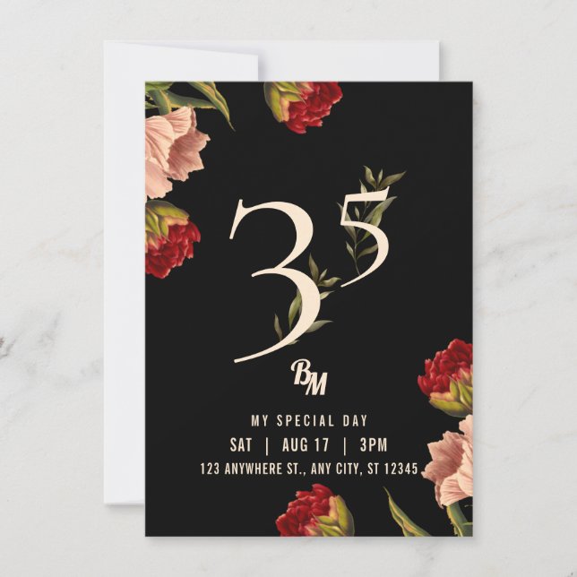 Luxury Avant Garde Baroque BM 35th Birthday  Invitation (Front)