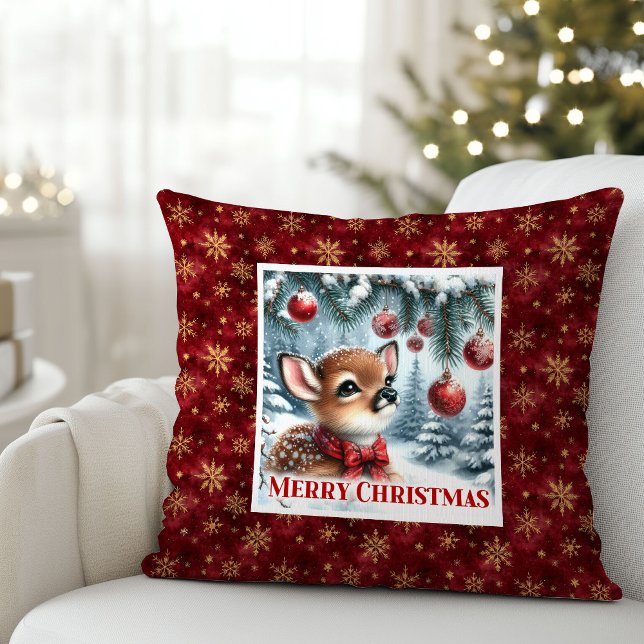 Luxury Baby Deer Snowy Forest Kids Gift Christmas  Cushion (Luxury Baby Deer Snowy Forest Kids Gift Christmas Pillow

)