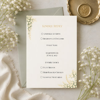 Luxury Baby's Breath Floral RSVP Card