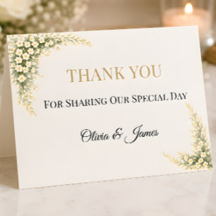 Luxury Baby's Breath Floral Wedding Thank You Card