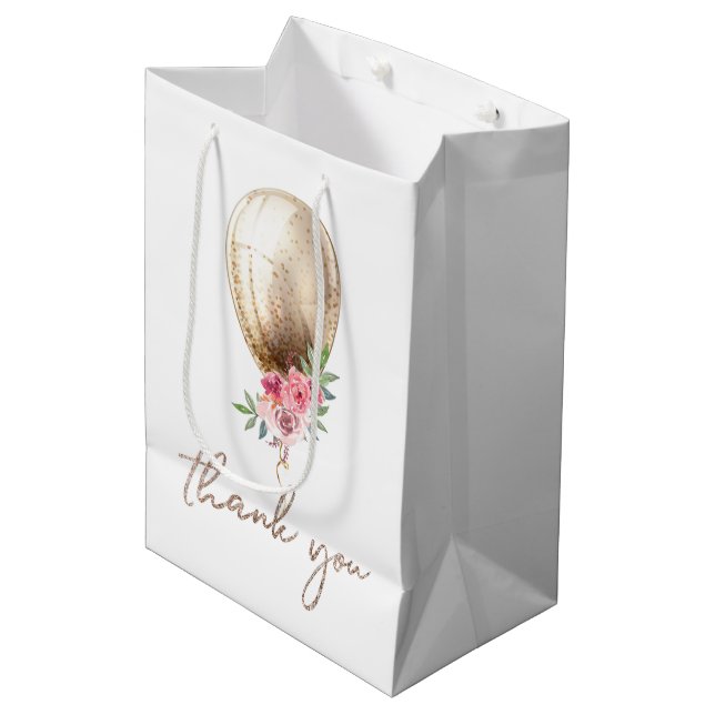 Luxury Balloon Glitter Party Thank you Medium Gift Bag (Front Angled)