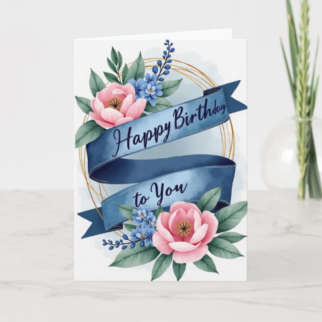 Luxury Banner Birthday Card (Front)