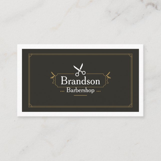 Luxury Barber Business Card Template | Modern Edit (Front)