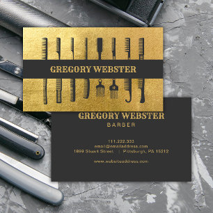 Luxury Barber Combs Faux Gold Professional  Business Card