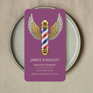Luxury Barber Pole Haircut Professional Barbershop Business Card