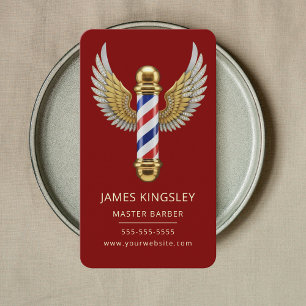 Luxury Barber Pole Haircut Professional Barbershop Business Card