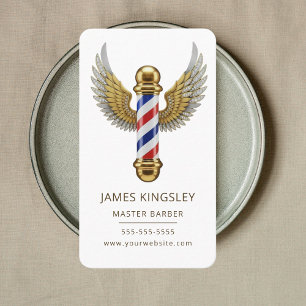 Luxury Barber Pole Haircut Professional Barbershop Business Card