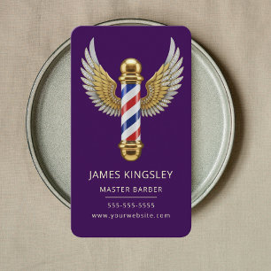 Luxury Barber Pole Haircut Professional Barbershop Business Card