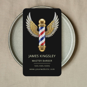 Luxury Barber Pole Haircut Professional Barbershop Business Card