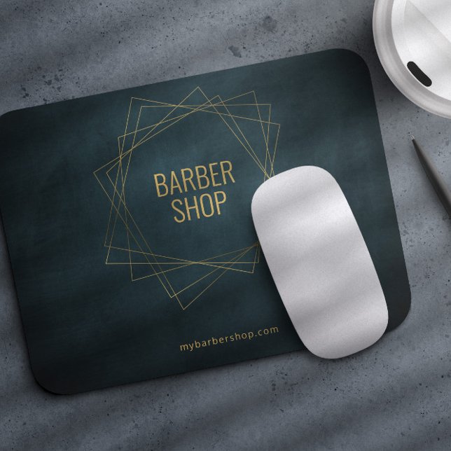Luxury barber shop gold and navy geometric mouse pad (Creator Uploaded)