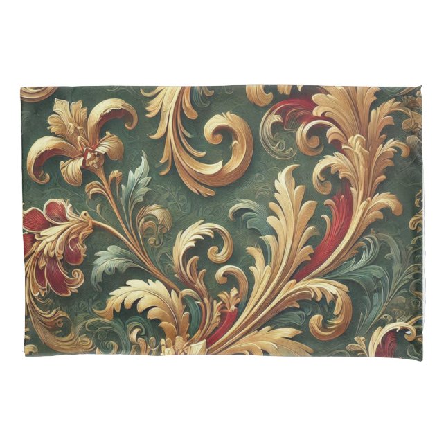 Luxury Baroque Damask Pattern Pillowcase (Front)