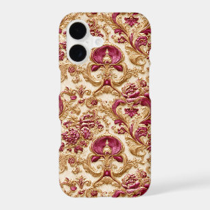 Luxury Baroque Floral Gold and Burgundy
