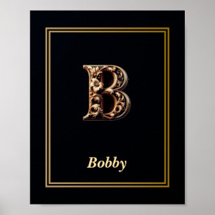 Luxury Baroque Letter B Monogram Poster