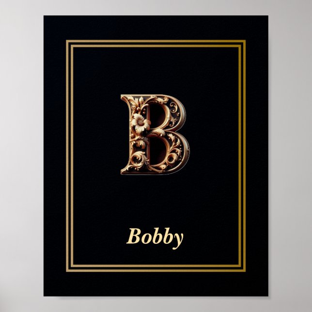 Luxury Baroque Letter B Monogram Poster  (Front)