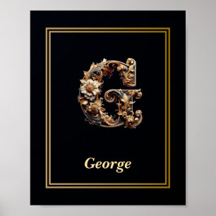 Luxury Baroque Letter G Monogram Poster