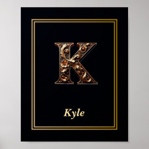Luxury Baroque Letter K Monogram Poster