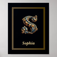Luxury Baroque Letter S Monogram Poster